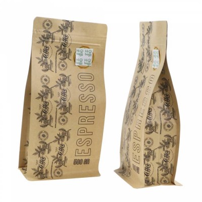 Custom Resealable Brown Ziplock Candy Package Food Bags Coffee Valve Craft Kraft Paper Bag With Punch Hole